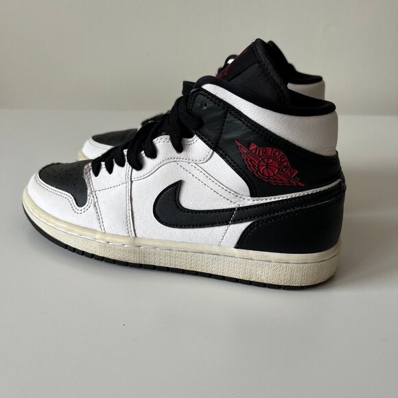 Nike Air Jordan 1 Mid Reverse Black Toe AJ1 White Black 7.0 Womens Sneaker rare
